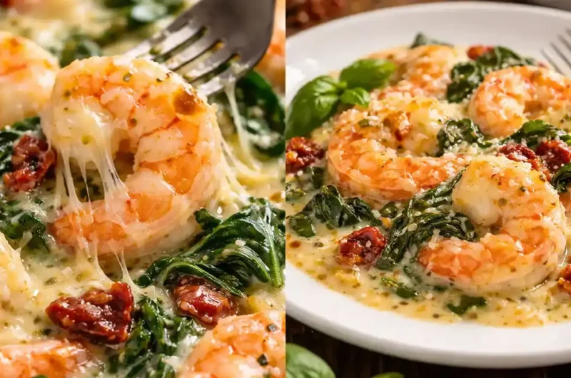 KETO Low-Carb Shrimp Tuscan Bake Recipe Easy and Creamy